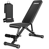 JOROTO Adjustable Weight Bench, Foldable Bench Press Bench of Home Gym Strength Training, Incline Decline Flat Utility Workout Bench with Wheels, Extended Backrest | Multiple Positions [MD35-700LBS]