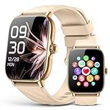 Kriutefy Smart Watches Fitness Tracker for Women Men with Step Counter, Sleep Calorie Monitor, Pedometer, IP68 Waterproof, Smartwatch with 120+ Sports for iPhone Android (Gold)