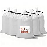 VEVOR Heavy Duty Sand Bags, 50Pack 14" x 26", Empty Sandbags for Flooding with Tie Strings, Woven Polypropylene Sand Bag with 1600 Hours of UV Protection, 50Lbs Capacity
