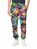 Goodstoworld Neon Joggers Sweatpants for Men Women Cool 3D Smoke Parachute Pants Funky Graphic Sweatpants Sports Jogging Baggy Rave Clothes S