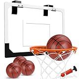 TOY Life Basketball Hoop Indoor for Kids Over The Door Office Basketballhoop for Teens and Adults Mini Hoops Door Room Goal with 4 Balls