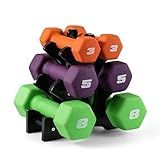CAP 32 LB Set of Neoprene Dumbbells with Rack | 3, 5, 8 LB pairs