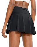 SANTINY Pleated Tennis Skirt with 4 Pockets_Black_M