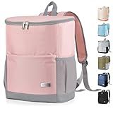 Insulated Cooler Backpack Small- Leak Proof Backpack Cooler 30 Cans, Waterproof Lightweight Cooler Bag for 12h Hot/Cold Retention - Portable Soft Cooler for Travel, Camping, Beach, Lunch-Pink