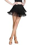 ELLYDOOR Fringe Dance Skirts for Women Teens Ballroom Latin Salsa Skirt Festive Rave Sexy Mini Shorts Skirt Tag S, Black