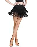 ELLYDOOR Fringe Dance Skirts for Women Teens Ballroom Latin Salsa Skirt Festive Rave Sexy Mini Shorts Skirt Tag S, Black