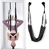 Elfzone Yoga Door Swing - Yoga Strap, Backbend Training Stretching Rope with Door Anchor, Flexibility Trainer Stretching Equipment Assist Stretch Strap for Fitness Gymnastics Dance Aerial Yoga Ballet (black)