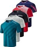 5 Pack Men's Active Quick Dry Crew Neck T Shirts (Set 11, Medium) | Athletic Gym Workout Short Sleeve Tee, Performance Tops Bulk, Lightweight, Moisture Wicking, Regular Fit, for Running Hiking
