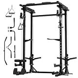 MAJOR FITNESS Drone3 Power Rack, 2500lbs Multi-Function Home Gym Squat Rack with Dual Pulley System, Pull-Up Bar & J-Hooks, Heavy-Duty Steel Frame for Maximum Stability & Strength Training