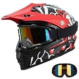 Favoto Youth Dirt Bike Helmet with Visor & Goggles for Motocross, Go Kart