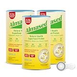 Almased Protein Powder for Weight Loss Kit for Men & Women, Natural Meal Replacement Shake for Weight Loss, Supplement, 24 Grams of Protein Per Serving (Vanilla Flavor, 3 Cans @ 17.6 oz ea + Scoop)