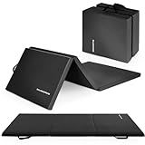 BalanceFrom GoGym 3-Panel Folding Gymnastics Mat w/ Built-In Handles, 6ft x 2ft - 2in Thick Vinyl Padding for Tumbling, Yoga, Aerobics, Pilates & Martial Arts, Non-Slip Surface, Velcro for Expansion