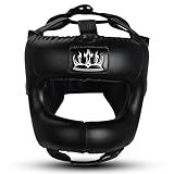 MACS Full Face Boxing Headgear Boxing Sparring Men Women, a Complete Package for MMA and Kickboxing Trainees, Muay Thai Boxing Safety Head Guard (Black)