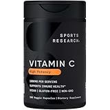 Sports Research Vitamin C 1000mg - Non-GMO Project Verified Ascorbic Acid Vitamin C Supplement for Immune Support & Antioxidant Protection | Vegan Friendly, 8 Month Supply (240 Count)