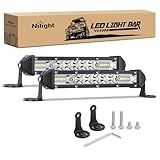 Nilight Slim LED Light Bar 2Pcs 7 Inch 16LED Single Row Spot Flood Combo Fog Driving Work Lighting Roof Bumper Lamp Offroad for 4x4 Trucks SUV ATV UTV