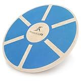 ProsourceFit Wooden Balance Board Non-Slip Wobble Core Trainer 15.75in (39.5cm) Diameter with 360 Rotation for Stability Training, Full Body Exercises, Physical Therapy, Blue