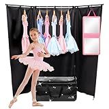 Dance Bag with Garment Rack and Curtain, 23" Rolling Dance Competition Duffle Bag with Garment Rack | Portable Dance Changing Room Suitcase for Dancers Athlete Livestreamer Cheerleaders