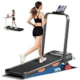 3-in-1 Foldable Treadmill with 300 LBS Capacity, 15% Walking Pad Treadmills for Home and Office, 2.5 HP Under Desk Treadmill with Quiet Brushless