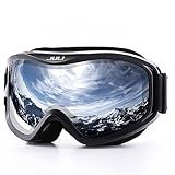 JULI Ski Goggle/Snow Snowboard Goggles for Men, Women & Youth - 100% UV Protection Anti-Fog Dual Lens(Black Frame+12% VLT Silver Len)
