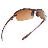 JIM HALO Polarized Sport Sunglasses for Men Women, Wrap Around Cycling Running Fishing Driving Sun Glasses UV400, Brown