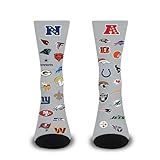 For Bare Feet Adult NFL Ultimate Fan All Over Logo Crew Socks, Unisex Footwear, Football Apparel, Montage Design