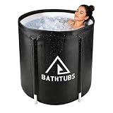 STARBRILLIANT Portable Bathtub for Adult, Collapsible Adult Bath Tub for Hot SPA and Ice Bath, 6-layer Insulated Portable Tub,Space-Saving (Black, 27inch)