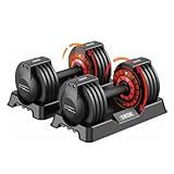 SKOK 25 lbs Pair Adjustable Dumbbells Set, Adjustable Weights Dumbbells Set for Men and Women with Anti-Slip Fast Adjust Weight by Turning Handle with Tray
