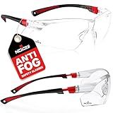 NoCry Clear Safety Glasses for Men and Women with Anti-Fog and Scratch Resistant Wrap Around Lenses, Adjustable Temples and Nose Pads — ANSI Z87 Certified Protective Eyewear with 100% UV Shielding