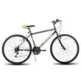 HH HILAND 24 26 Inch Adult Hybrid Bike, 21 Speed Commuter Bicycle, MTB for Women and Men with High-Carbon Steel Lightweight Frame Urban Bike