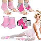 Tarpop 2 Pairs Kids Ankle Brace Set Foot Support Stabilizer Wraps Protector Guard Knitted Ankle Sleeve Sock Support Compression Socks for Injury Prevention(Pink,Medium)