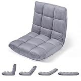 Giantex Folding Floor Chair with Back Support, 14 Adjustable Position, Padded Sleeper Bed, Couch Recliner, Gaming Floor Chairs for Adults, Meditation, Living Room (Grey)