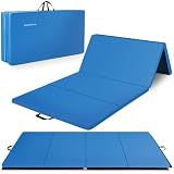 BalanceFrom All Purpose 4'x10'x2" Extra Thick High Density Anti Tear Gymnastics Gym Folding Exercise Aerobics Mats (Blue)