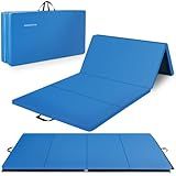 BalanceFrom Folding Gymnastics Mat, Thick Home Gym Floor Tumbling Equipment, Blue - Portable Exercise and Workout Pad for Pilates, Aerobics, and Martial Arts Fitness Training
