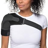 Shoulder Brace for Women & Men | Support for Torn Rotator Cuff & Other Shoulder Injury - Ac Joint, Dislocated, Separated, Frozen Shoulder | Neoprene Compression Wrap | by FIGHTECH (BLK, S-M)