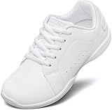 TUOTOM White Cheer Shoes for Girls Minimalist Wide Toe Box Lightweight Youth Cheer Competition Shoes Athletic Gymnastics Training Dance Sneakers 10.5 Toddler