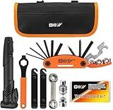 Bicycle Repair Bag With Tire Pump, Portable Tool Kit for Camping Travel - Bike Glueless Patches, Maintenance Essentials All in One Safety Kit