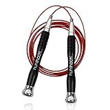 High Speed Jump Rope - Self-Locking No-Screw Design, 360° Fast Rotation, Silicone Textured Design, Non-Slip, Includes 2 Speed Ropes Cables for Optimal Fitness Training & More - Jump Rope. (Black)