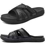 COFACE Mens Sport Recovery Sandals Plantar Fasciitis Soft Cushion Lightweight Orthotic Slides for Men AllBlack Size 10.5