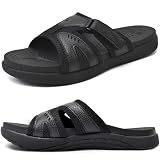 COFACE Mens Sport Recovery Sandals Plantar Fasciitis Soft Cushion Lightweight Orthotic Slides for Men AllBlack Size 10.5