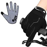 WESTWOOD FOX Cycling Bike Gloves for Men Full Finger BMX Biking Mountain for Grips - Bicycle Touchscreen MTB Gloves Padded Anti-Slip Riding Women Wheelchairs Road Cycling (Black, L)