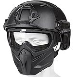 VPZenar Airsoft Helmet and Mask, Black Tactical Helmet Airsoft Helmet with NVG Mount, Airsoft Mask Full Face with Detachable Anti Fog Gray Goggles,Tactical Airsoft Gear
