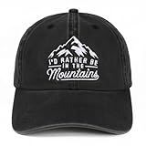 InnoBeta Hiking Gifts Hat for Women, Men, Hikers, Camper, Adjustable Embroidered Baseball Cap Grey - Rather be in Mountains