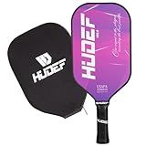 HUDEF Pickleball Paddle USAPA Approved, Lightweight Carbon Fiber Face and Polypropylene Honeycomb Core Pickleball Racket with Cover, Elongated Handle and Cushion Comfort Grip Pickle Ball Paddle Purple