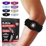 Sleeve Stars Tennis Elbow Brace for Men & Women, Elbow Brace for Tendonitis, Tennis Elbow Strap, Golfers Elbow Brace, Elbow Support Wrap for Tennis Elbow Relief, Fits 9"-23" (Single/Black)