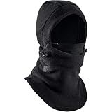 Fleece Balaclava Hoodie Ski Mask - Wind Resistant Extreme Cold Weather Snow Gear for Men & Women - Thermal Winter Shiesty Face Mask Cover for Skiing, Snowboarding - Pasamontañas para Hombre - Black