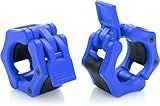 AbraFit 2” Olympic Barbell Clamps - Solid ABS Locking Barbell Collars with Quick Release - for Professional Training Strong Lifts and Olympic Training- Set of 2 (Blue)