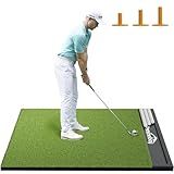 Ponsonbay Integrated Golf Hitting Mat with Ball Tray, Thickening Golf Mats Practice Outdoor & Indoor Artificial Turf Matt with 3 Tees