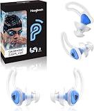 Ear Plugs for Swimming–2 Pairs Soft Silicone Reusable Waterproof Earplugs for Adults & Men Women, Custom Fit for Swimmers Ear, Pool, Beach, Snorkeling, Surfing, Kickboard Training(Blue)