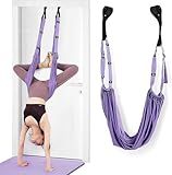 Elfzone Aerial Yoga Rope for Door - Yoga Door Swing,Leg Stretcher Strap,Stretching Strap,Backbend Training Rope, Flexibility Trainer Stretching Equipment Assist Stretch for Fitness Gymnastics Dance Aerial Ballet (purple)
