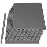 ProsourceFit Weaved Pattern Extra Thick Exercise Puzzle Mat 1-inch, EVA Foam Interlocking Tiles for Protective, Cushioned Flooring for Home and Gym Equipment; Grey, 24 SQ FT, 6 Tiles